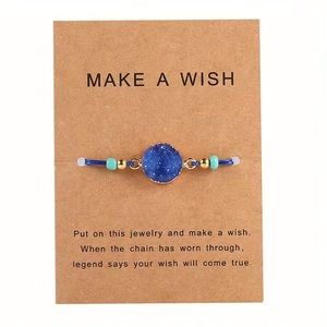 NEW Boho Blue Druzy Cord Bracelet